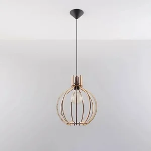 Hanglamp ARANCIA Scandinavisch van  – 1 lichtbronnen – L.28 x H.100 cm – natuurlijk hout