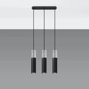 Hanglamp BORIGIO modern van – 3 lichtbronnen – L.45 x H.90 cm – zwart grijs Hanglamp BORIGIO modern van – 3 lichtbronnen – L.45 x H.90 cm – zwart grijs