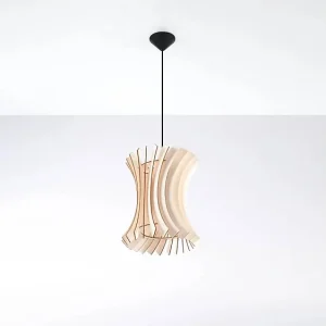 Hanglamp ORIANA Scandinavisch van  – 1 lichtbronnen – L.30 x H.107 cm – natuurlijk hout