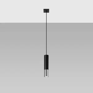 Hanglamp LOOPEZ modern van – 1 lichtbronnen – L.8 x H.100 cm – zwart/chroom Hanglamp LOOPEZ modern van – 1 lichtbronnen – L.8 x H.100 cm – zwart/chroom