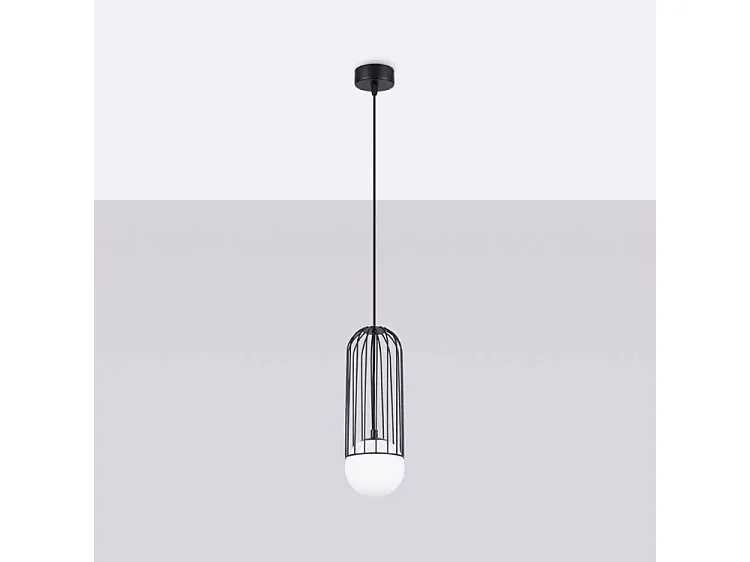 Hanglamp BRINA modern van - 1 lichtbronnen - L.12 x H.115 cm - zwart