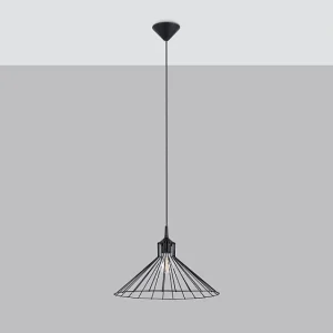 Hanglamp EDA industrieel van  – 1 lichtbronnen – L.40 x H.86 cm – zwart