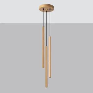 Hanglamp PASTELO modern van – 3 lichtbronnen – L.20 x H.115 cm – gouden Hanglamp PASTELO modern van – 3 lichtbronnen – L.20 x H.115 cm – gouden