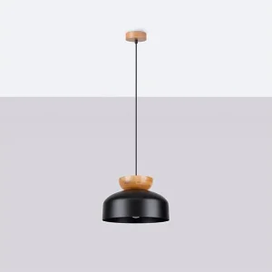 Hanglamp MARION Scandinavisch van – 1 lichtbronnen – L.29,5 x H.130 cm – zwart/natuurlijk hout Hanglamp MARION Scandinavisch van – 1 lichtbronnen – L.29,5 x H.130 cm – zwart/natuurlijk hout