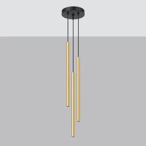 Hanglamp PASTELO modern van – 3 lichtbronnen – L.20 x H.90 cm – gouden glans Hanglamp PASTELO modern van – 3 lichtbronnen – L.20 x H.90 cm – gouden glans