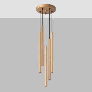 Hanglamp PASTELO modern van  – 5 lichtbronnen – L.25 x H.110 cm – gouden