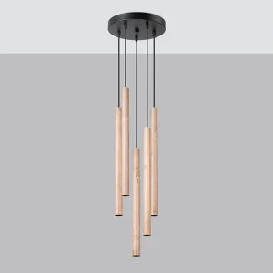 Hanglamp PASTELO modern van  – 5 lichtbronnen – L.25 x H.110 cm – hout