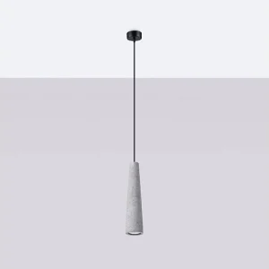 Hanglamp ELECTRA industrieel van  – 1 lichtbronnen – L.8 x H.125 cm – grijs