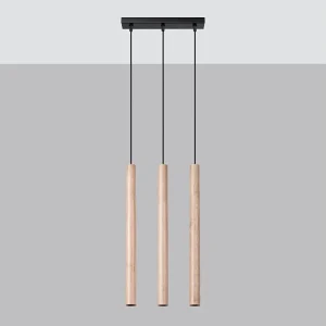 Hanglamp PASTELO modern van  – 3 lichtbronnen – L.30 x H.110 cm – hout
