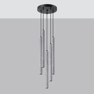 Hanglamp PASTELO modern van  – 5 lichtbronnen – L.25 x H.110 cm – grijs