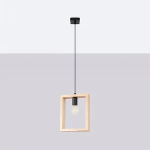 Hanglamp ARIES Scandinavisch van  – 1 lichtbronnen – L.24 x H.133 cm – natuurlijk hout