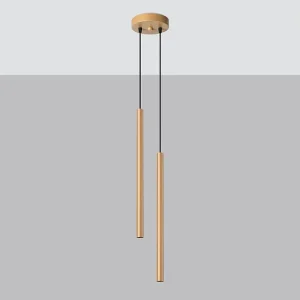 Hanglamp PASTELO modern van – 2 lichtbronnen – L.15 x H.118 cm – gouden Hanglamp PASTELO modern van – 2 lichtbronnen – L.15 x H.118 cm – gouden