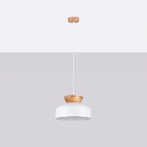 Hanglamp MARION Scandinavisch van – 1 lichtbronnen – L.29,5 x H.130 cm – wit/natuurlijk hout Hanglamp MARION Scandinavisch van – 1 lichtbronnen – L.29,5 x H.130 cm – wit/natuurlijk hout