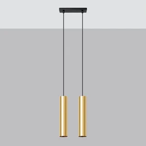 Hanglamp LAGOS modern van – 2 lichtbronnen – L.30 x H.90 cm – gouden glans Hanglamp LAGOS modern van – 2 lichtbronnen – L.30 x H.90 cm – gouden glans