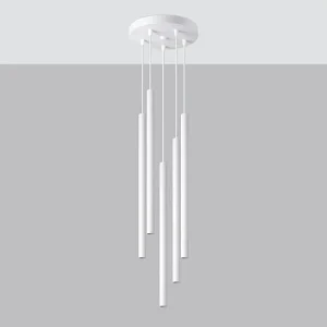 Hanglamp PASTELO modern van  – 5 lichtbronnen – L.25 x H.110 cm – wit