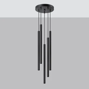 Hanglamp PASTELO modern van  – 5 lichtbronnen – L.25 x H.110 cm – zwart