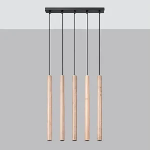 Hanglamp PASTELO modern van  – 5 lichtbronnen – L.45 x H.100 cm – hout