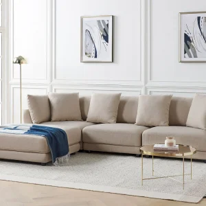 Bank SIGTUNA Stof Beige Met ottomaan 3-zitter Bank SIGTUNA Stof Beige Met ottomaan 3-zitter