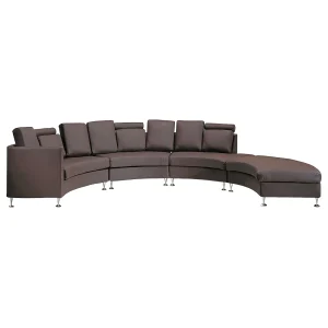 Hoekbank 7-persoons leer bruin ROTUNDE Hoekbank 7-persoons leer bruin ROTUNDE