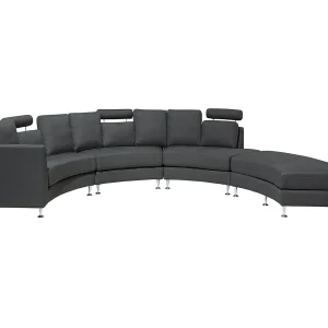 Hoekbank 7-persoons stof grijs ROTUNDE Hoekbank 7-persoons stof grijs ROTUNDE
