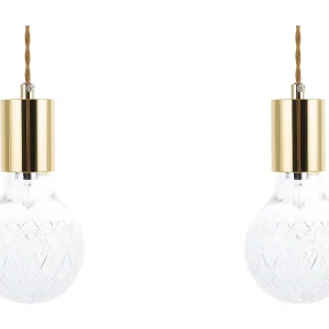 Hanglamp set van 2 glas/goud ANZA
