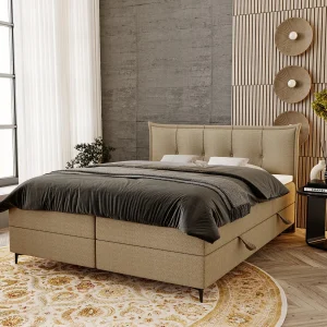 Gestoffeerd bed 140×200 Liron – Tweepersoonsbed met matras, met topper, opbergruimte, Beige (Anthology 3) Gestoffeerd bed 140×200 Liron – Tweepersoonsbed met matras, met topper, opbergruimte, Beige (Anthology 3)