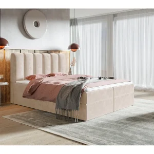 Gestoffeerd bed 140×200 met matras Rimini – bed met topper, opbergruimte, beige (Amor Velvet 4304) Gestoffeerd bed 140×200 met matras Rimini – bed met topper, opbergruimte, beige (Amor Velvet 4304)