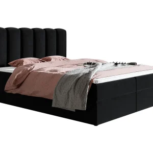 Gestoffeerd bed 140×200 met matras Rimini – bed met topper, opbergruimte, zwart (Amor Velvet 4322) Gestoffeerd bed 140×200 met matras Rimini – bed met topper, opbergruimte, zwart (Amor Velvet 4322)