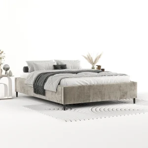 Gestoffeerd bed Larch – 160 x 200 cm – chenillestof – beige Gestoffeerd bed Larch – 160 x 200 cm – chenillestof – beige
