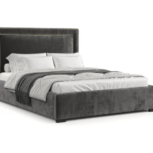 Gestoffeerd bed Como – 140 x 200 cm – chenillestof – donkergrijs