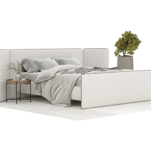 Gestoffeerd bed Tokyo – 200 x 200 cm – geweven stof – crème