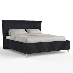 Gestoffeerd bed Cape Cod – 120 x 200 cm – fluweelstof – zwart