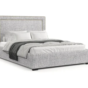 Gestoffeerd bed Como – 160 x 200 cm – geweven stof – lichtgrijs