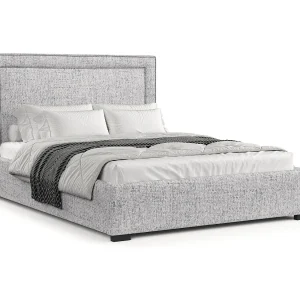 Gestoffeerd bed Como – 120 x 200 cm – geweven stof – lichtgrijs