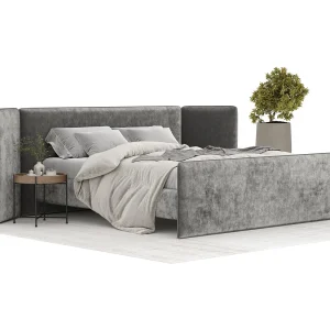 Gestoffeerd bed Tokyo – 160 x 200 cm – geweven stof – grijs Gestoffeerd bed Tokyo – 160 x 200 cm – geweven stof – grijs
