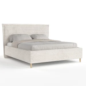 Gestoffeerd bed Cape Cod – 120 x 200 cm – fluweelstof – creme