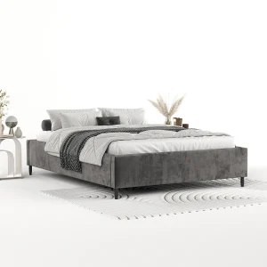 Gestoffeerd bed Larch – 180 x 200 cm – chenillestof – donkergrijs