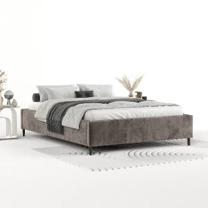 Gestoffeerd bed Larch – 180 x 200 cm – chenillestof – bruin