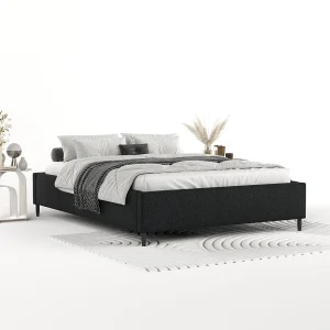 Gestoffeerd bed Larch – 180 x 200 cm – geweven stof – zwart