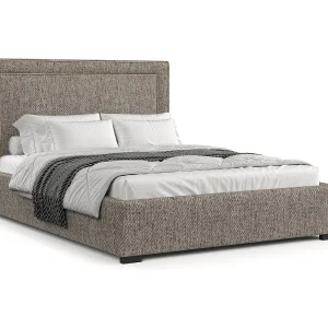 Gestoffeerd bed Como – 140 x 200 cm – geweven stof – bruin