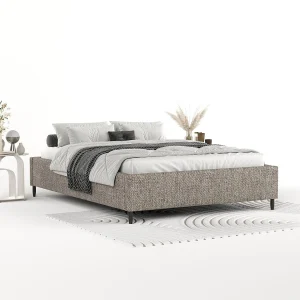 Gestoffeerd bed Larch – 180 x 200 cm – geweven stof – bruin
