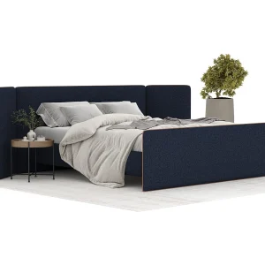 Gestoffeerd bed Tokyo – 200 x 200 cm – geweven stof – marineblauw