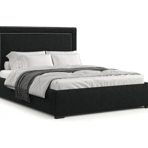 Gestoffeerd bed Como – 180 x 200 cm – geweven stof – zwart Gestoffeerd bed Como – 180 x 200 cm – geweven stof – zwart