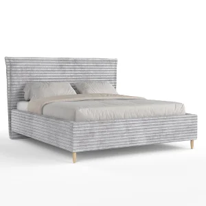Gestoffeerd bed Cape Cod – 180 x 200 cm – fluweelstof – lichtgrijs