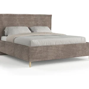 Gestoffeerd bed Cape Cod – 120 x 200 cm – fluweelstof – bruin