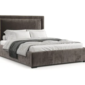 Gestoffeerd bed Como – 140 x 200 cm – chenillestof – bruin