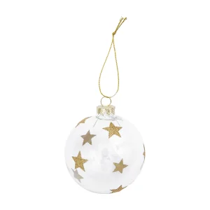 Glazen kerstbal – gouden sterren Ø 8 cm