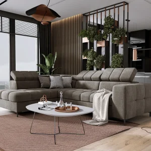 Hoekbank PABLOS met verstelbare hoofdsteun 279x201cm | Slapen & Opbergen, Taupe Vogue, Links Hoekbank PABLOS met verstelbare hoofdsteun 279x201cm | Slapen & Opbergen, Taupe Vogue, Links