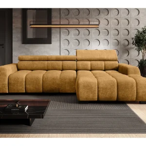 Hoekbank BULL – modern, verstelbare zitting, zonder slaapfunctie, Eden, rechteropstelling, 285x168x97 cm, kleur goud