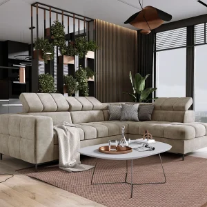 Hoekbank PABLOS met verstelbare hoofdsteun 279x201cm | Slapen & Opbergen, Cloud White, Rechts Hoekbank PABLOS met verstelbare hoofdsteun 279x201cm | Slapen & Opbergen, Cloud White, Rechts